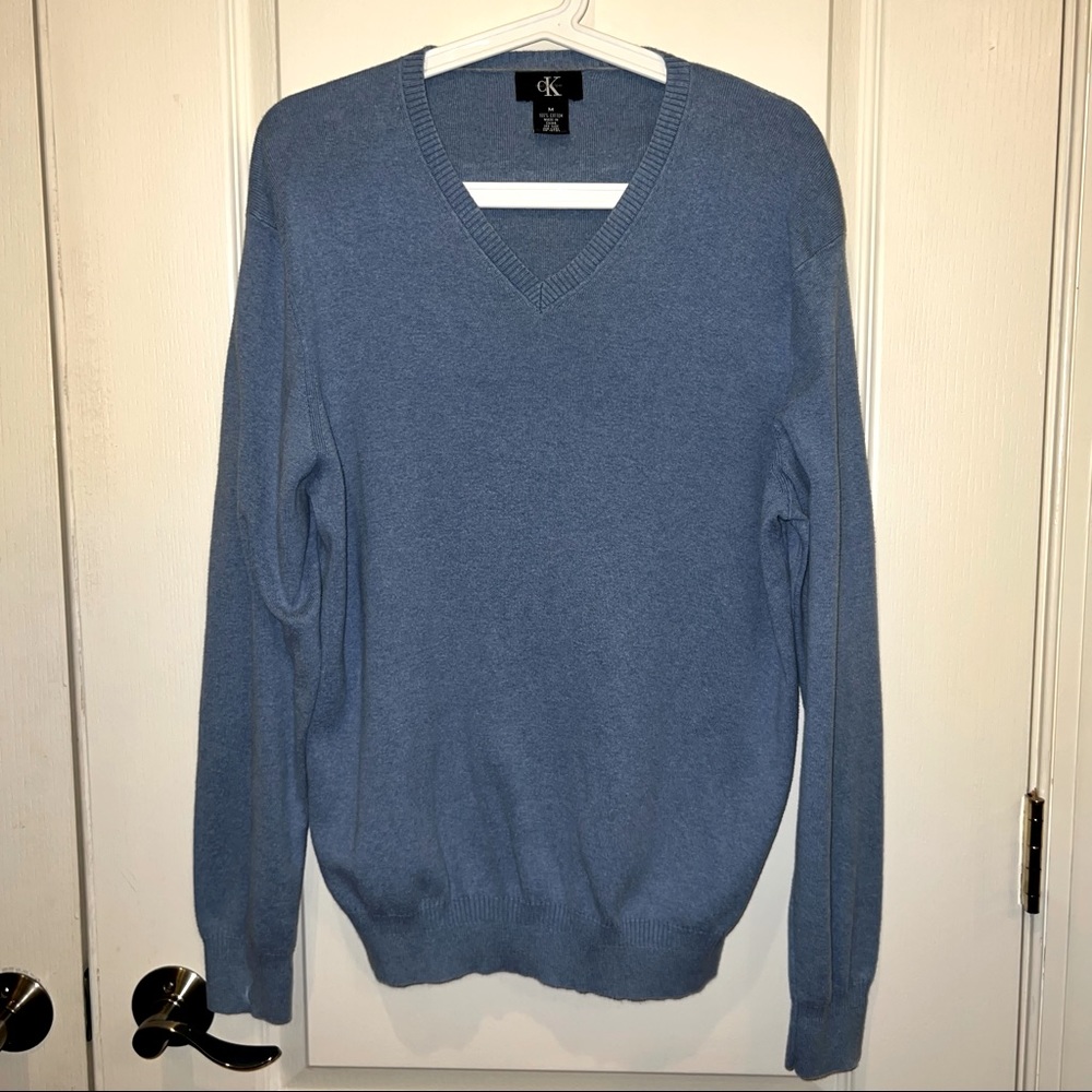 Calvin Klein Cotton Stretch V Neck Long Sleeve Shirt